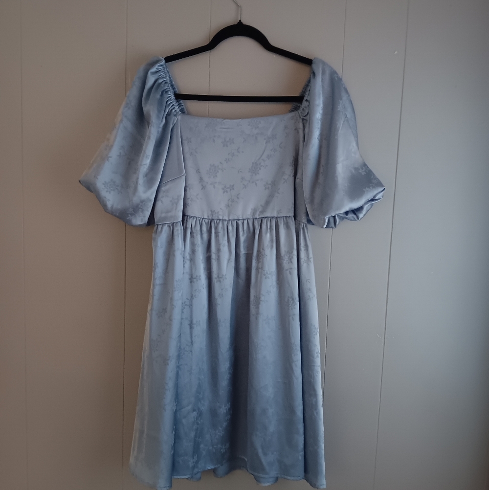 Inspired Heart Elegant Light Blue Dress with Puff Sleeves Size XL